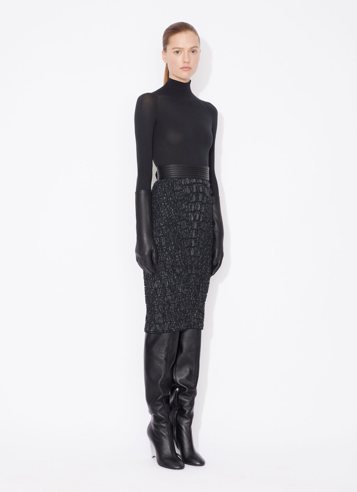 PENCIL CROCO SKIRT ALAÏA BLACK PENCIL CROCO SKIRT